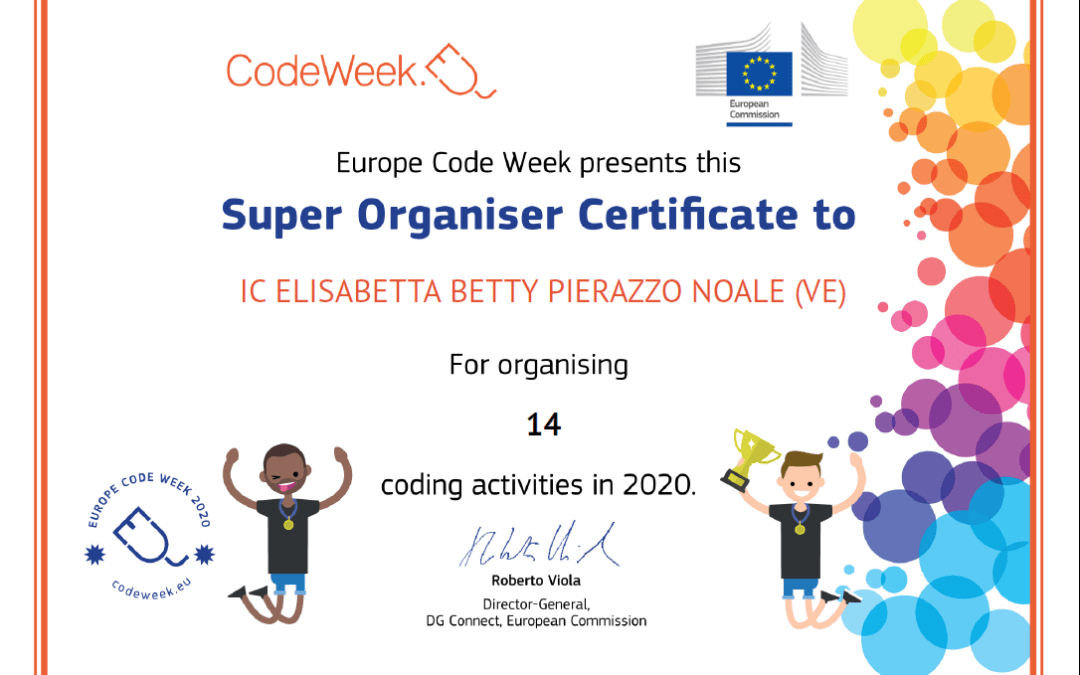 Certificato di eccellenza CodeWeek per la scuola primaria di Noale