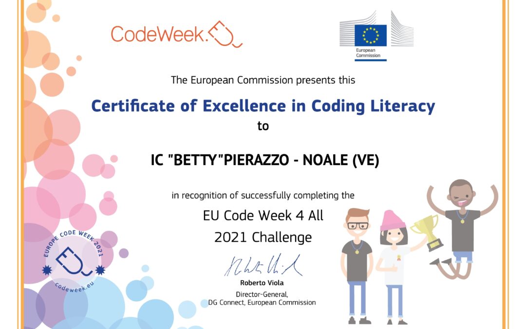 CodeWeek4all Challenge 2021: Certificato di Eccellenza al nostro Istituto