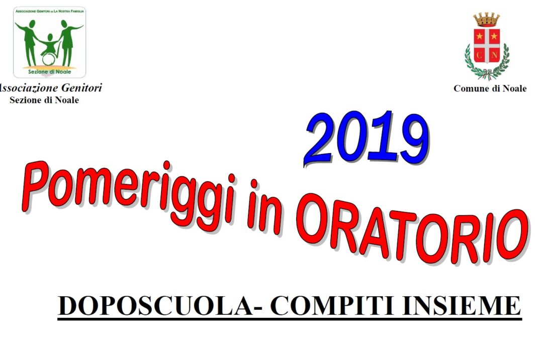 Pomeriggi in oratorio: compiti insieme dal 24 giugno al 22 luglio 2019