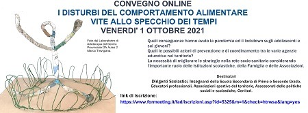 CONVEGNO ON-LINE “I DISTURBI DEL COMPORTAMENTO ALIMENTARE”.